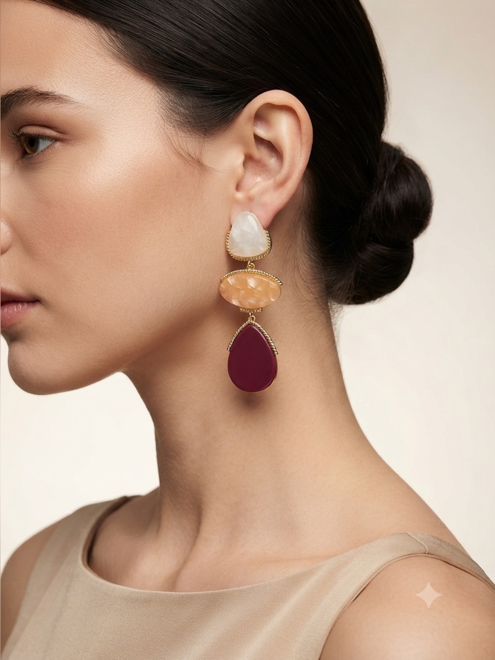 Colorful Resin Statement Earrings | White Yellow Purple Dangles